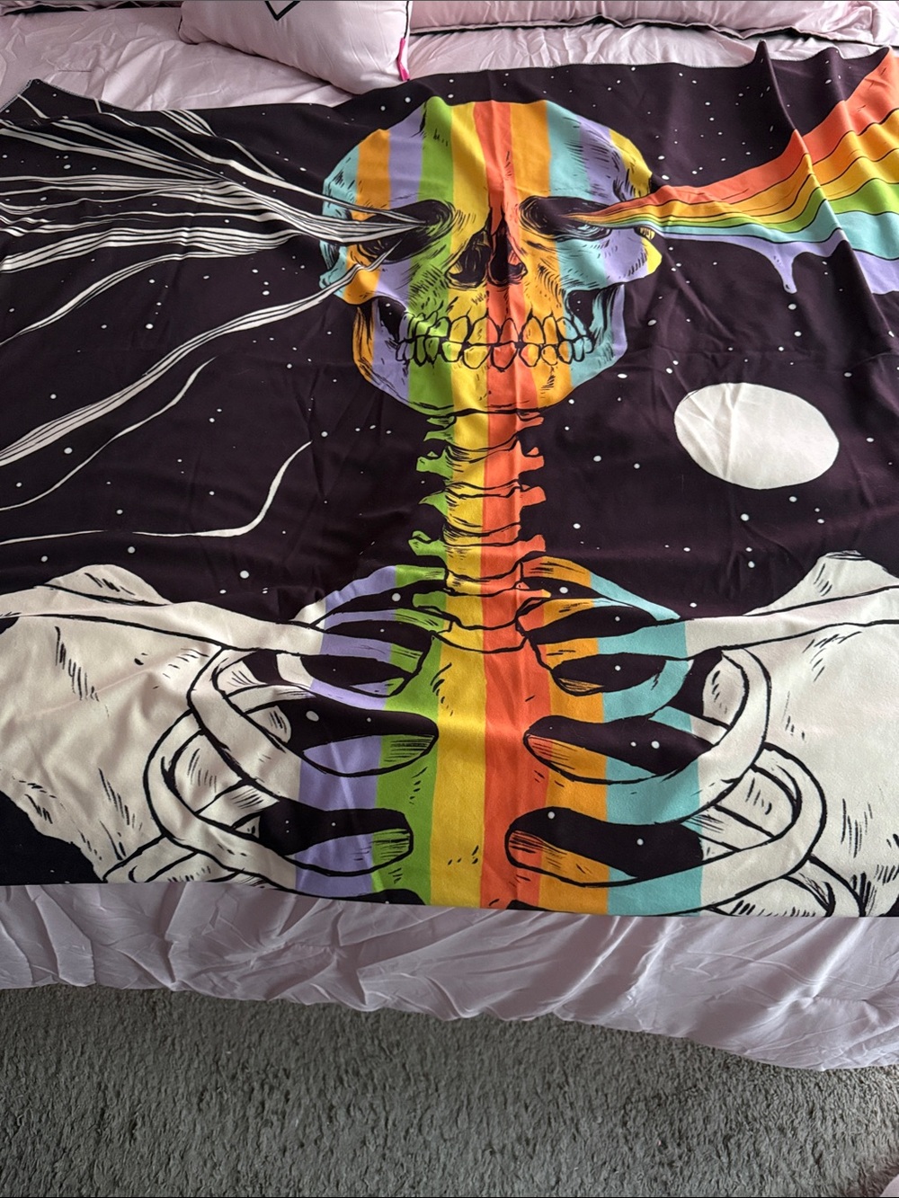 Rainbow Skull Tapestry Wall Hanging